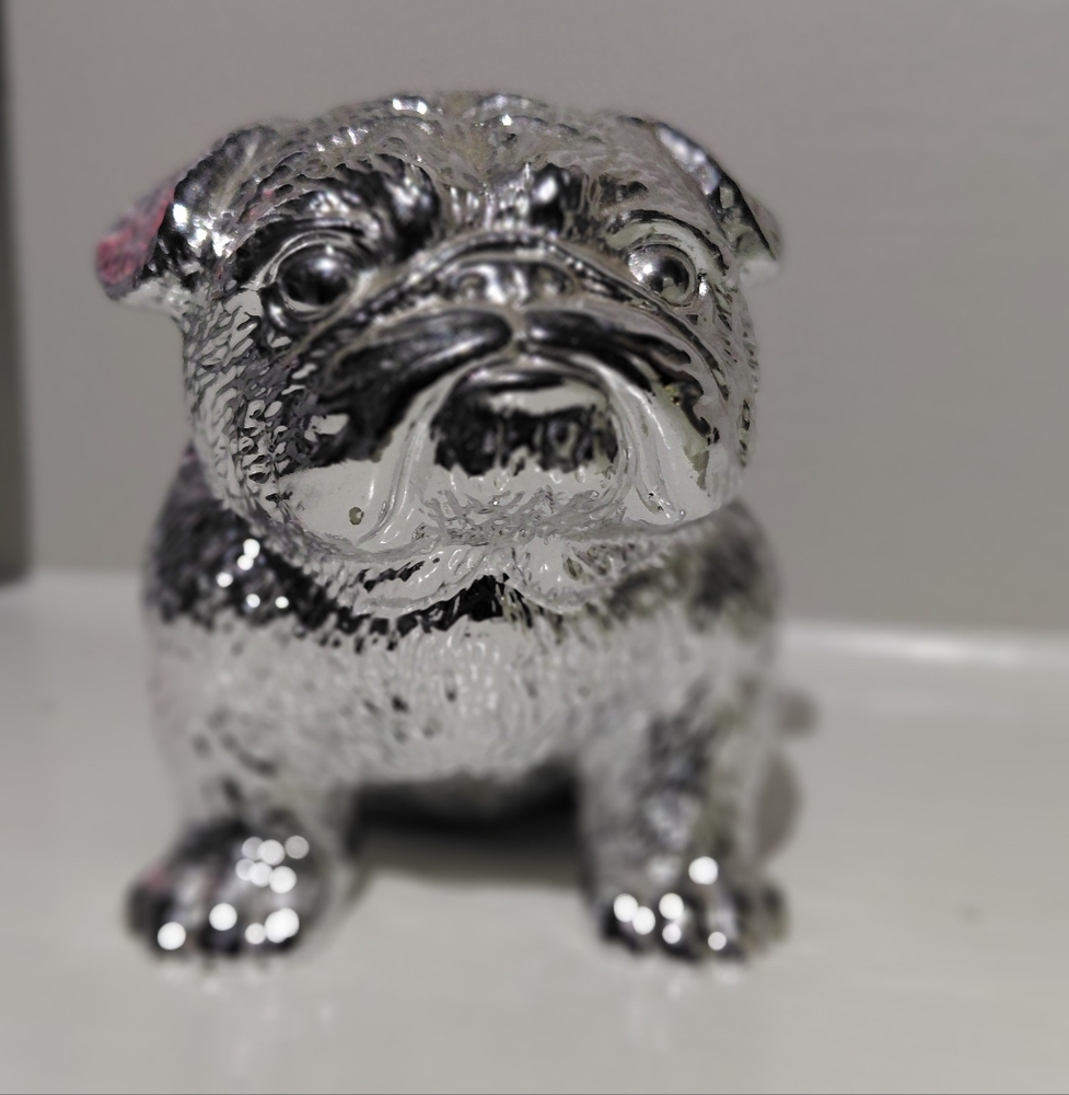 Silver Bull  Dog Metal Figurine